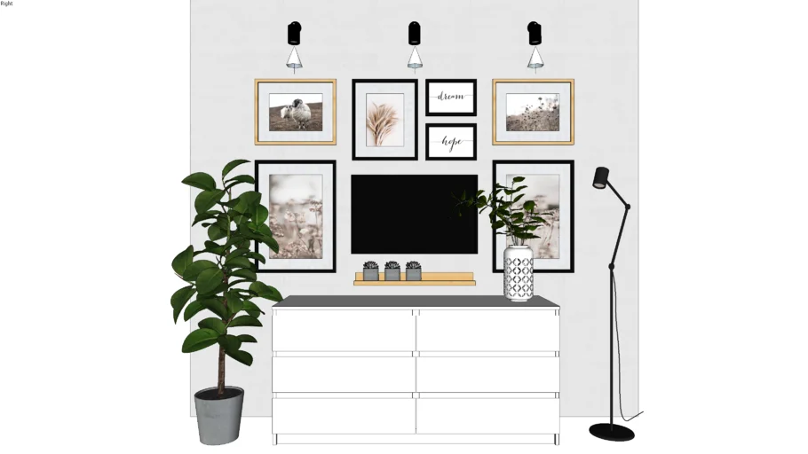 Комод Мальм. ИКЕА. Декоративная стена. Телевизор. Dresser Malm. IKEA. Decorative wall. Television.