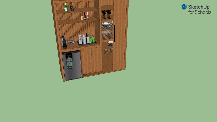 Cristaleira com bar e buffet