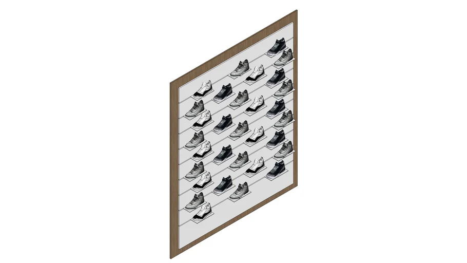 Expositor de sapatos de painel canaletado