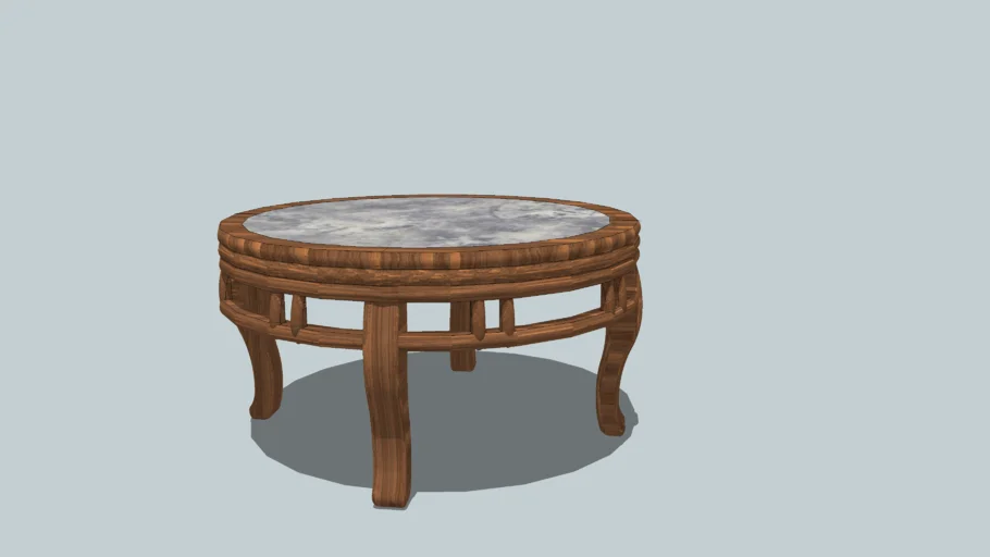A low round Chinese antique style coffee table with stone inlay top.