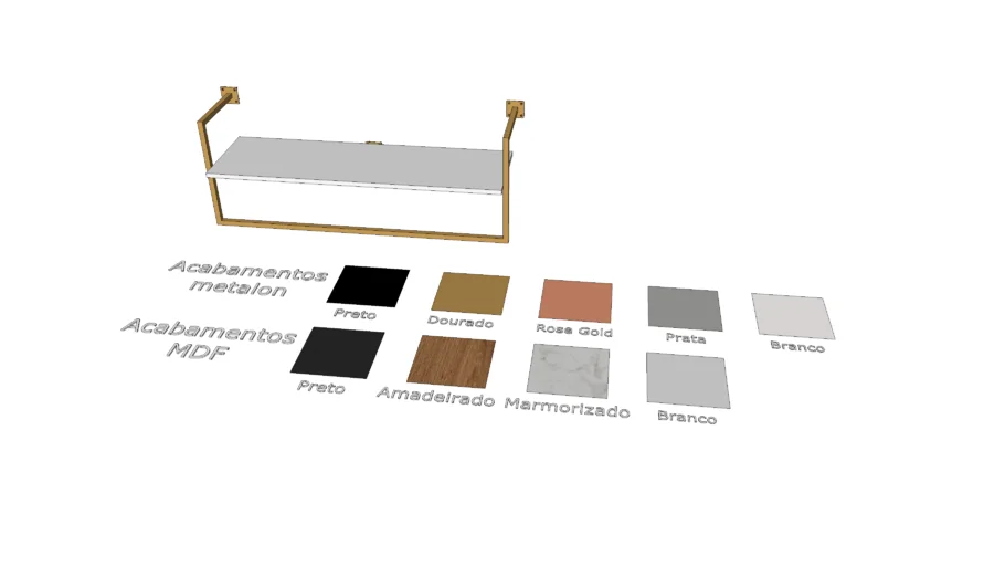 Arara de parede com prateleira TX em metalon em mdf