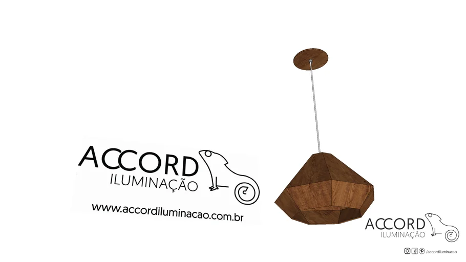 PENDENTE DIAMANTE FACETADO Ø34,5X21CM MADEIRA E ACRÍLICO - ACCORD 1223