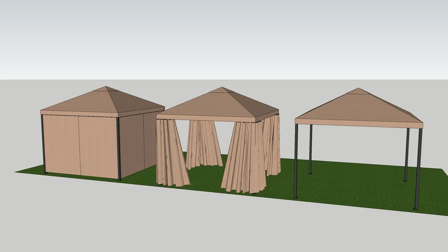 HIMMELSÖ Gazebo with curtains, dark grey/grey-beige #IKEA