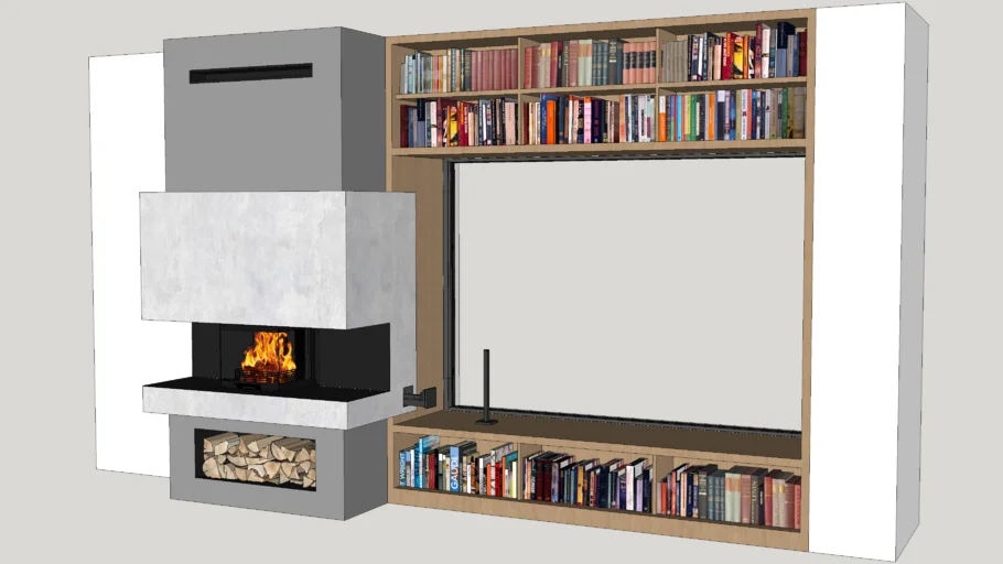 Modern fireplace and hidden fireplace toolset