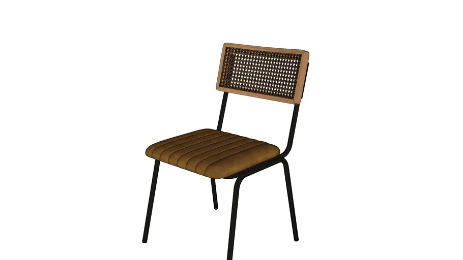 209746 -DALSTON BUSINESS Chaises professionnelles en cuir de buffle marron, cannage en rotin et méta