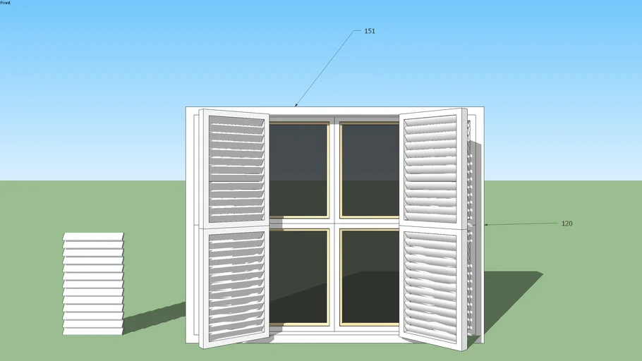 Wooden window with shutter