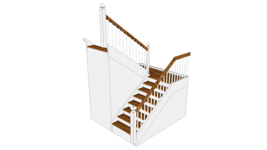 Wooden U-Shaped Staircase