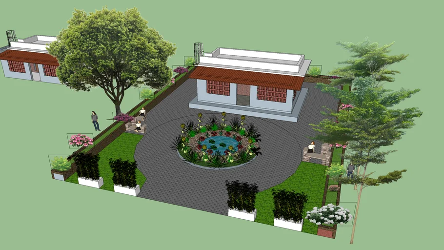 Farmhouse 28'x19'3" (539 sft) with detailed landscaping