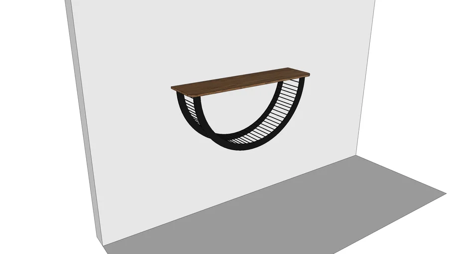 console hanging wood steel furniture grid black konsola wisząca drewno metal czarna artdeco lessFORM
