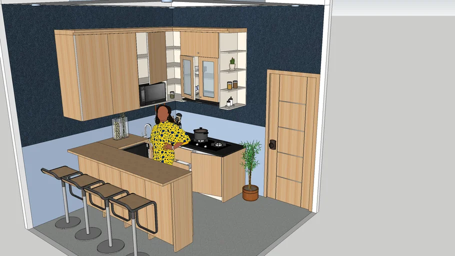 dapur island minimalis 3x3 m2