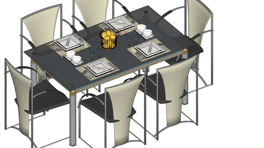 dining table set, meja makan | 3D Warehouse