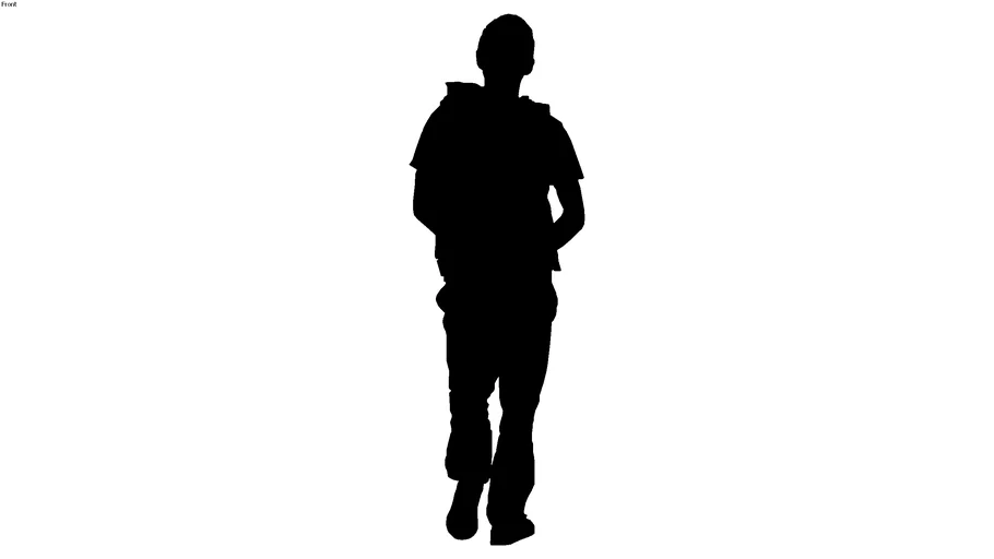 2d silhouette back man walking