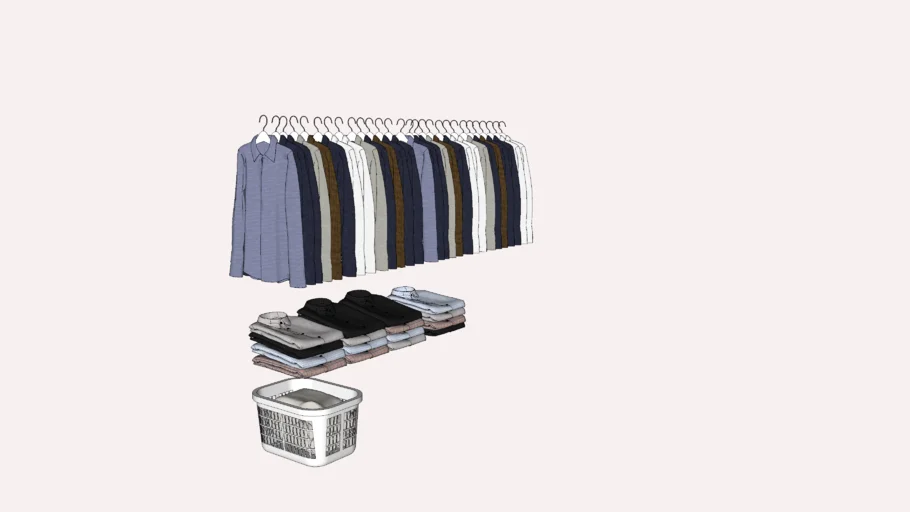 Camisas Colgadas, Camisas Dobladas, Cesto de Ropa