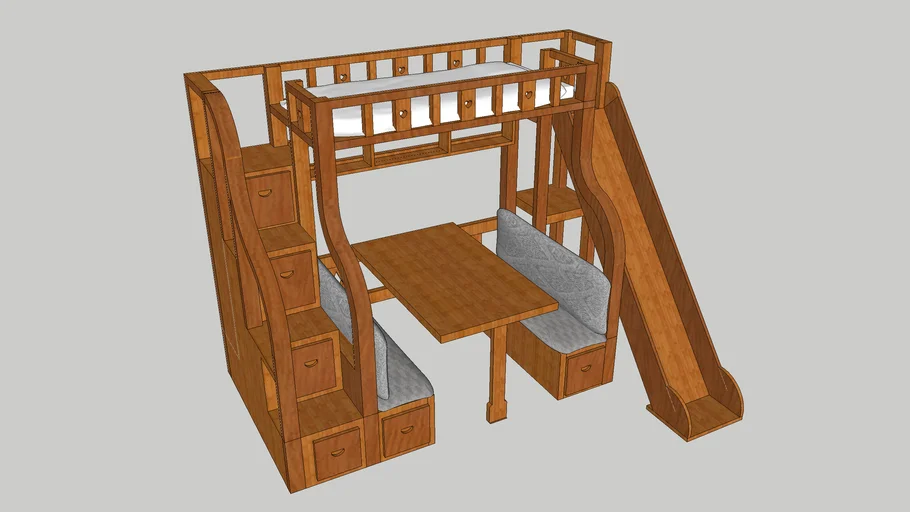 Bunk Bed with Table and Slide