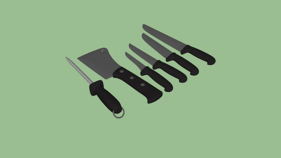 3D Models collection 013 Kitchen decorations 01 Knife Setup