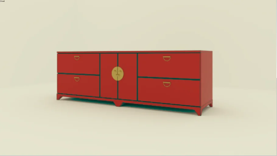 Oriental Red table, storage unit, TV stand