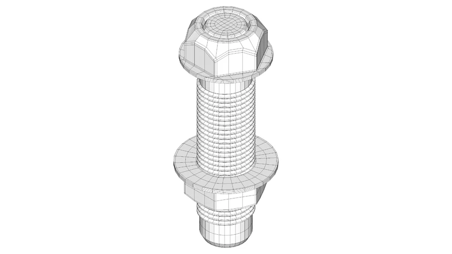 Parafuso com Porca e Arruela Low Poly