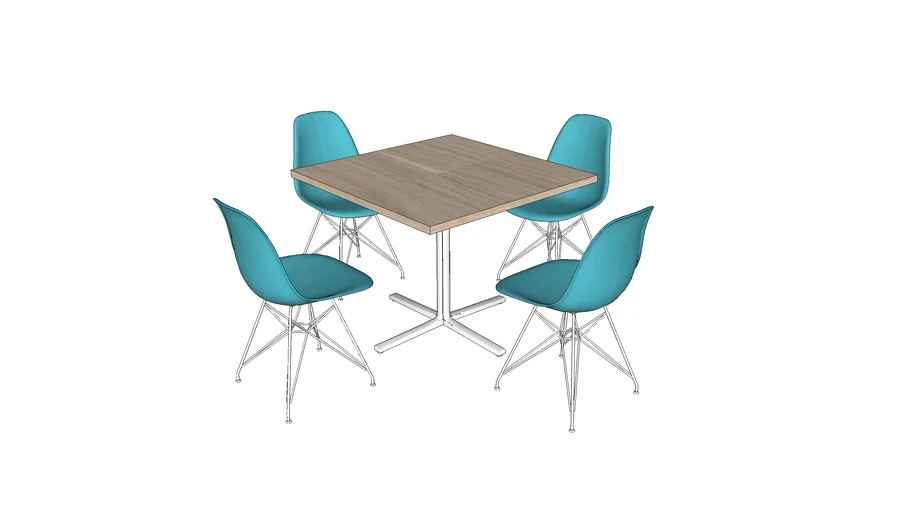 Eames Chairs w/Sq Dining Table