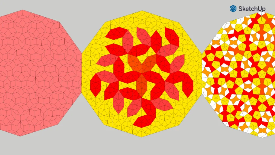 P1, P2 Penrose tiling to Girih pattern