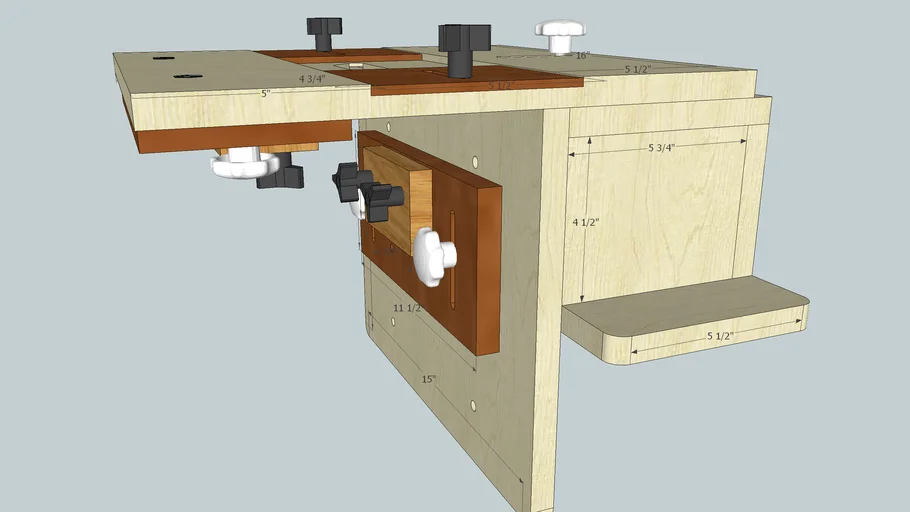 Router Bench Top Mortice Jig using knobs and clamping blocks | 3D Warehouse