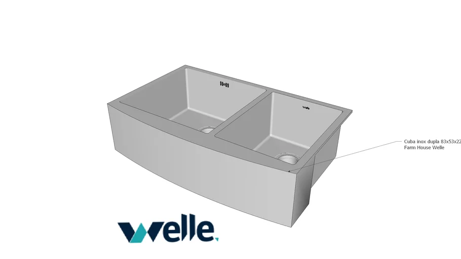 Cuba inox dupla 83x53x22cm Farm House Welle