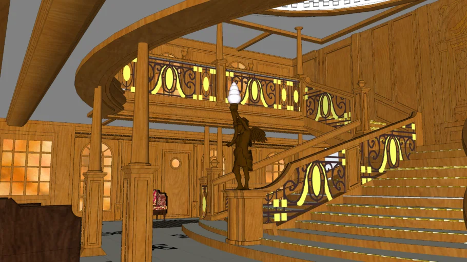 RMS TITANIC The grand staircase  board deck and deck a