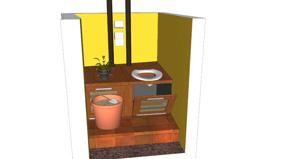 Composting toilet, Sanitario seco de doble camara para interiores