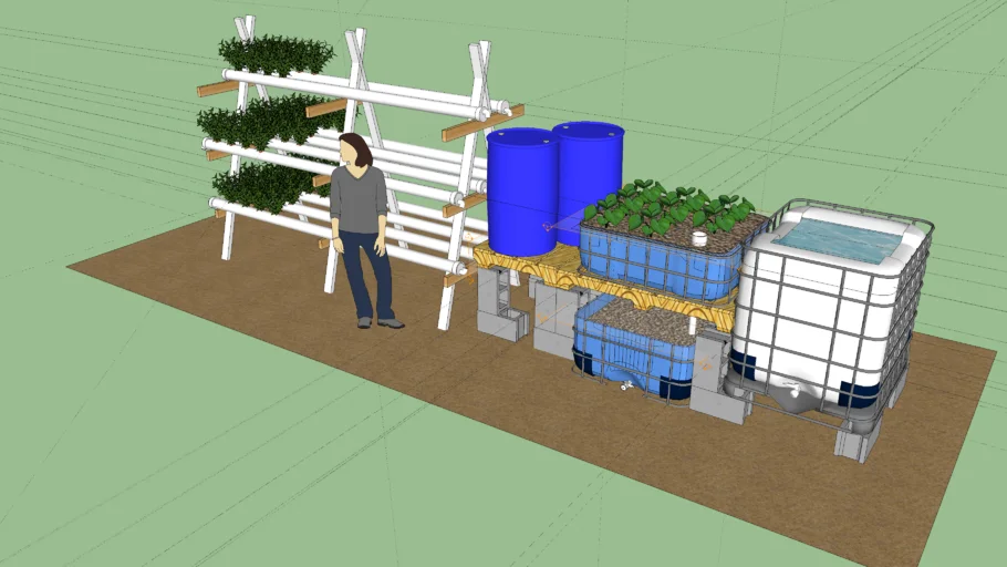 Hybrid Aquaponics IBC - NFT system