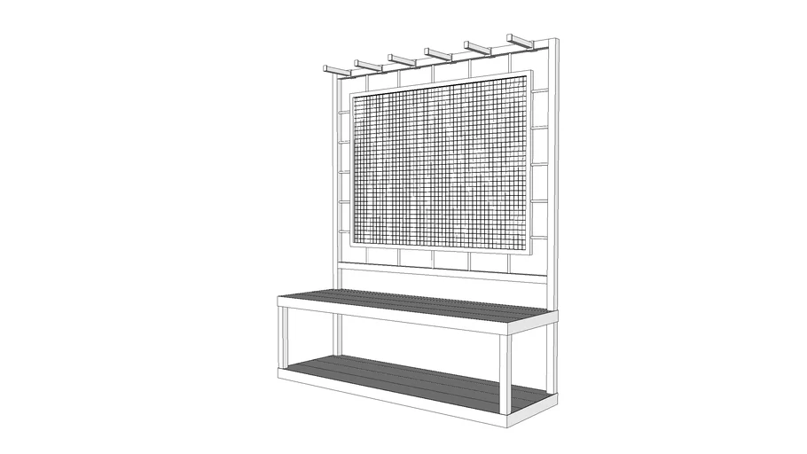 Grid Hanging Display Rack and Bench