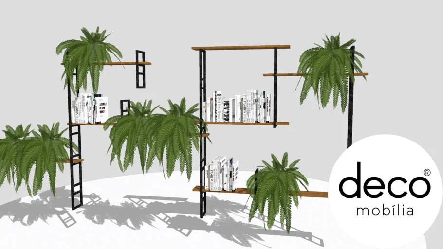 PRATELEIRA COM SAMAMBAIA - 01 - DECO MOBÍLIA