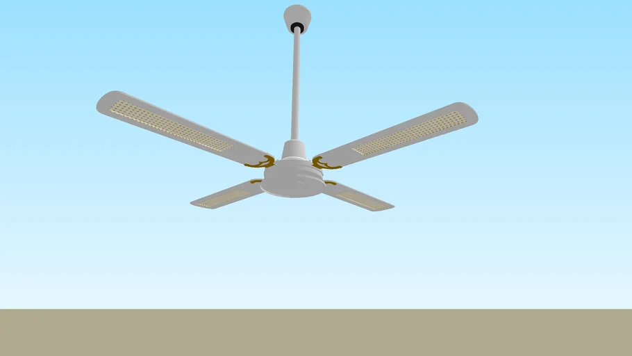 (OLD) White Rattan Ceiling Fan without Light (High Ceiling)