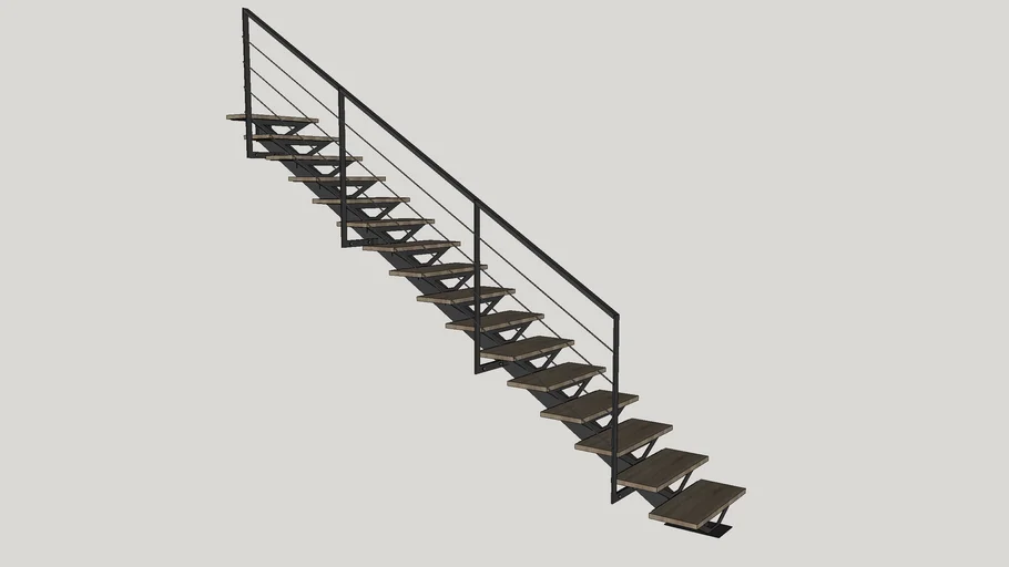 Straight staircase simple central stringer | 3D Warehouse