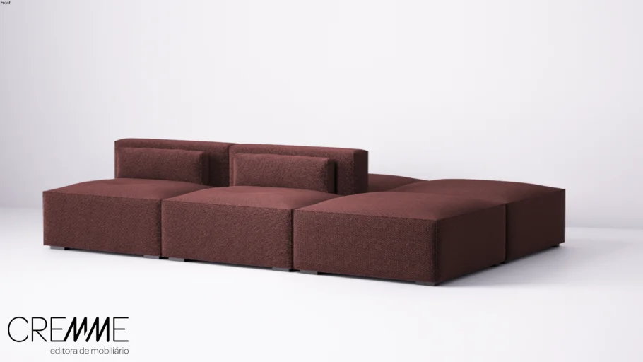 Sofá Modular Composé 2 - Estofado em couro ou tecido - Moderno/design/confortavel/sala/estar/tv/sala