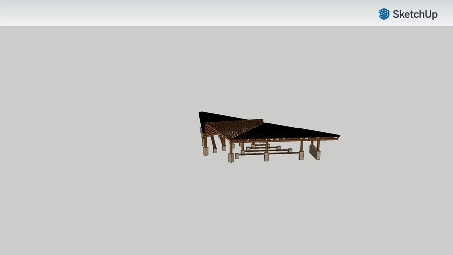 Pergola Triangle with Gabian Columns