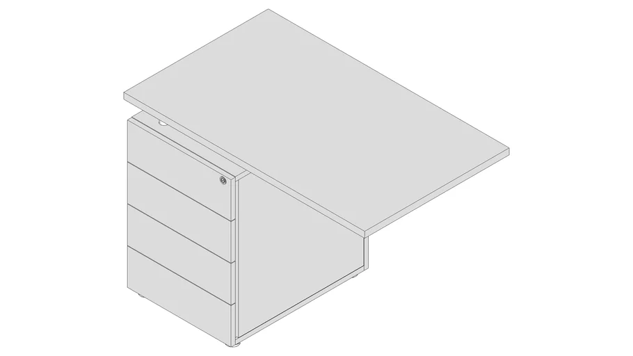 Mesa lateral com gaveteiro pedestal - PLU7388 - 4Gavetas