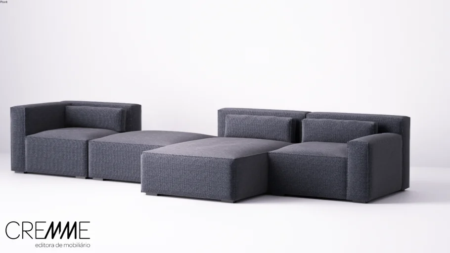 Sofá Modular Composé - Estofado em couro ou tecido - Moderno/design/confortavel/sala/estar/tv/sala