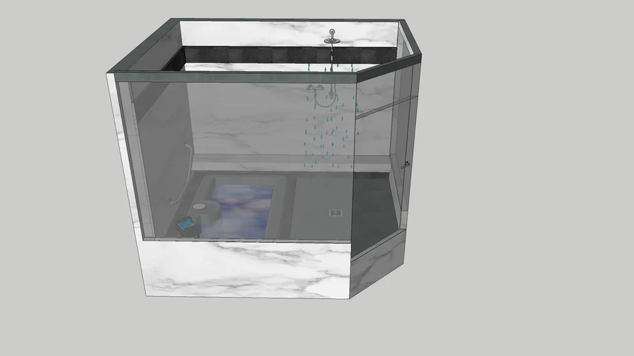 Small Shower with Sunken in Tub