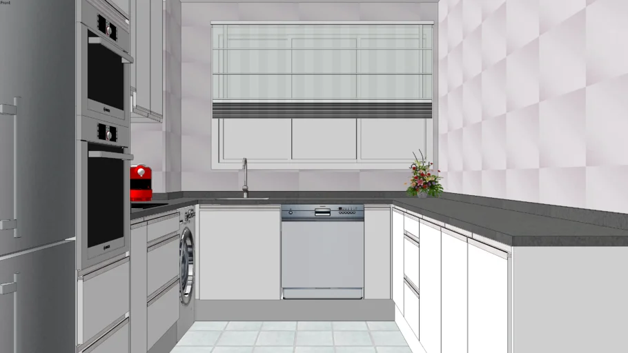 Cocina en U, con tiradores integrados
