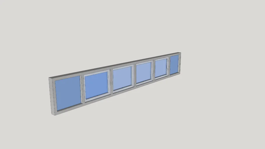 window, awning-type, aluminum-framed, 415cmX 60cm, 4 panes with fixed glass end panes