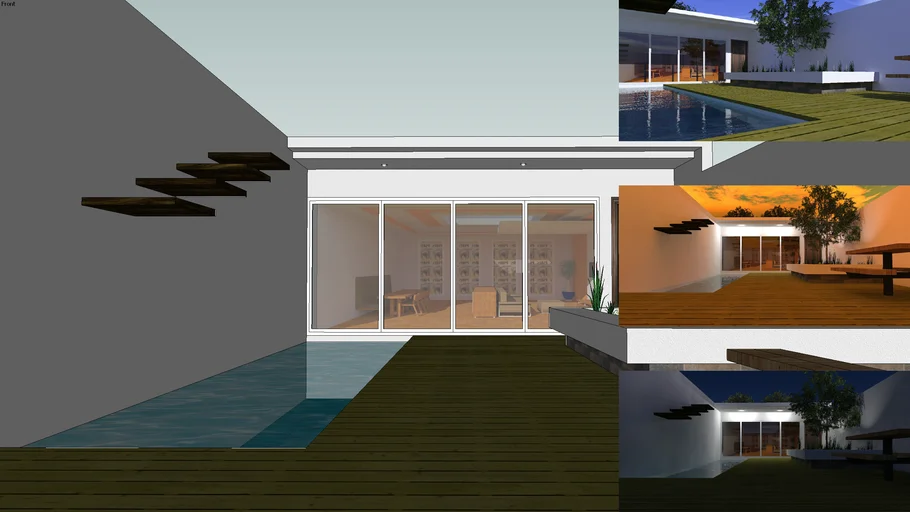 casa patio con renders