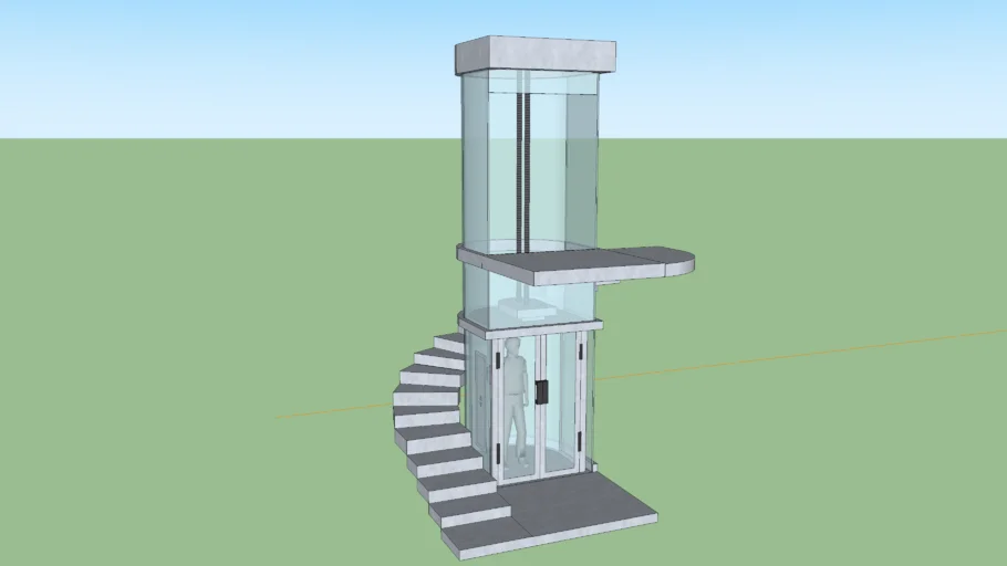 2 story elevator with rap-around staircase