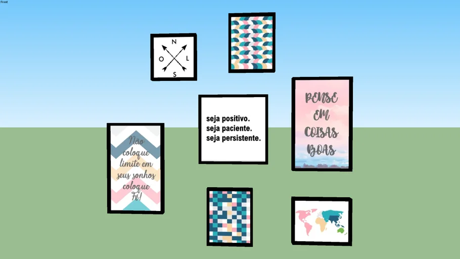 Kit 7 Quadros Decorativos Colorido Frases Motivacionais
