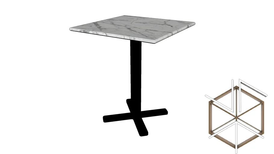 Square Table - Marble Top - X Base | 3D Warehouse