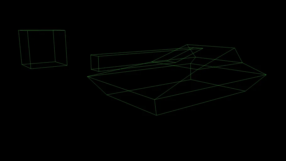 Battlezone tank and cube