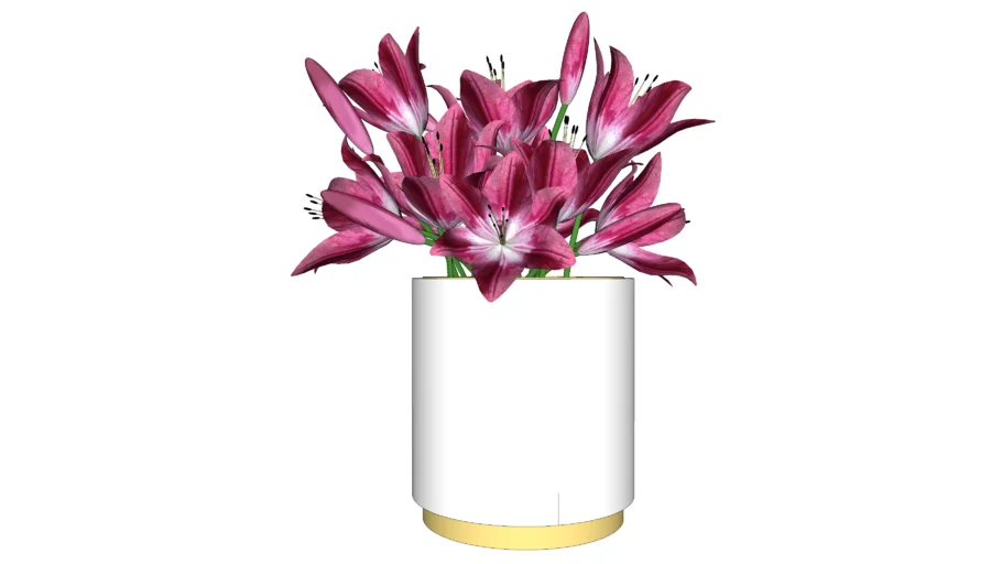 Flores: vaso branco e dourado