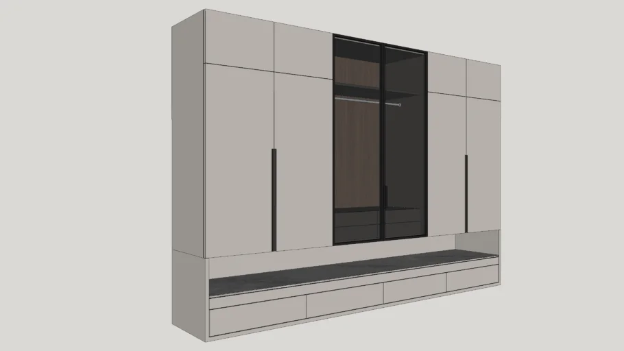 Modern Design Wardrobe with Aluminum Glass Doors