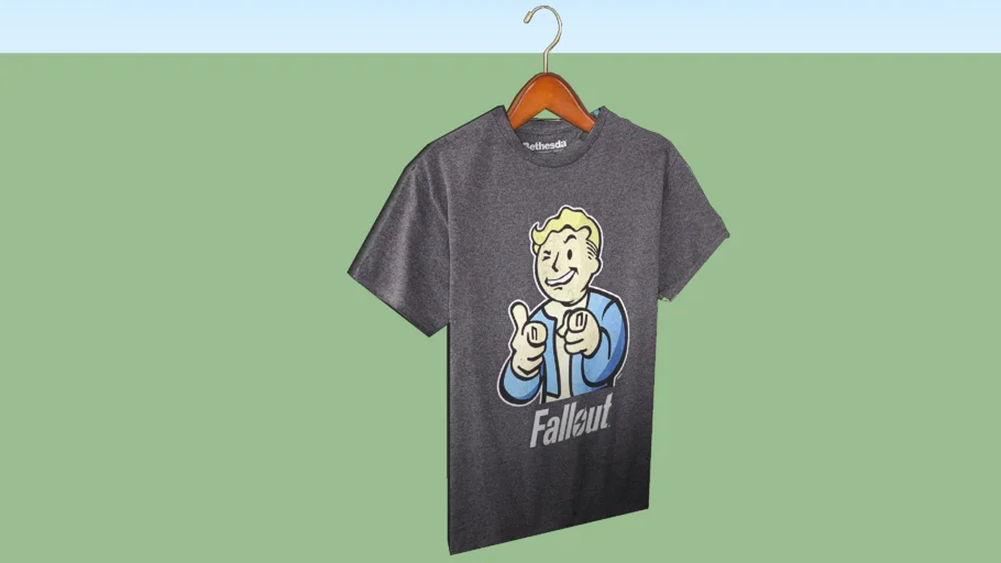 Hi-Res Fallout T-Shirt on a Wooden hanger