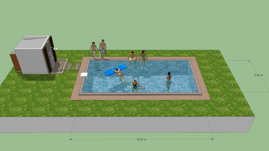 Swimming pool size 8x4m. with pump room