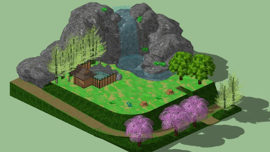 Harvest Moon Back to Nature Water Fall and Hot Springs Area