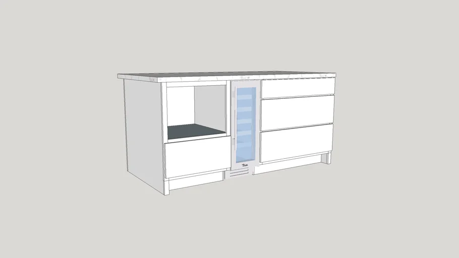 Basic Kitchen Island with Wine Fridge
